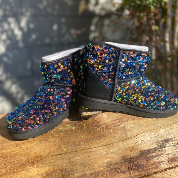 UGG Classic Mini Stellar Sequined Ankle Boots - Picture 2 of 6